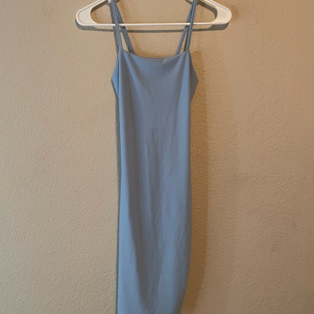 Baby blue strap midi dress